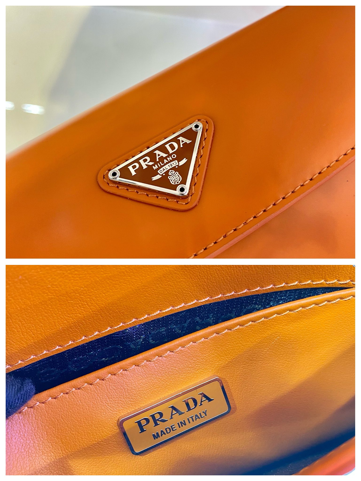 Prada Cleo brushed leather shoulder bag with flap
