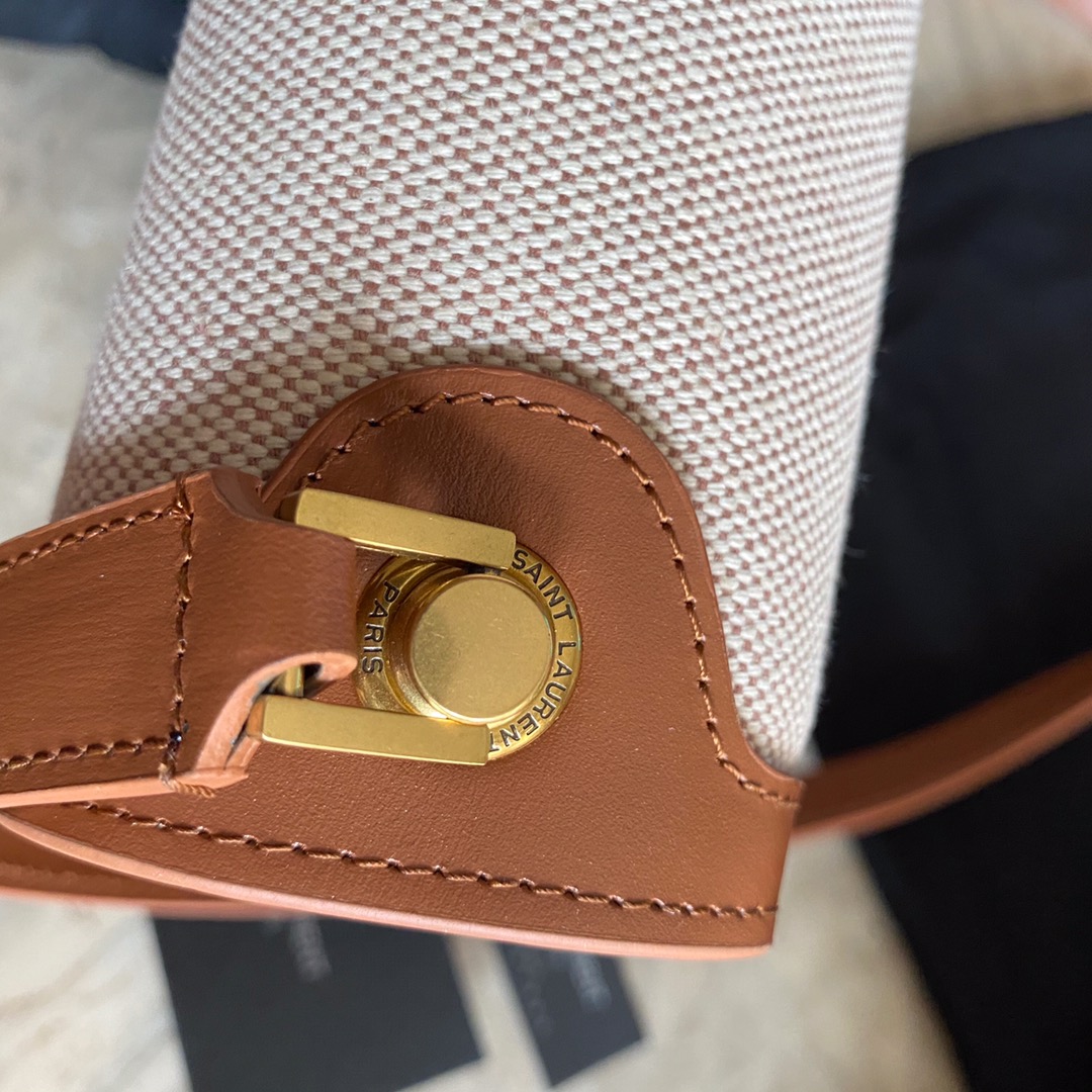 LE CARRÉ SATCHEL IN CANVAS AND BOX SAINT LAURENT LEATHER