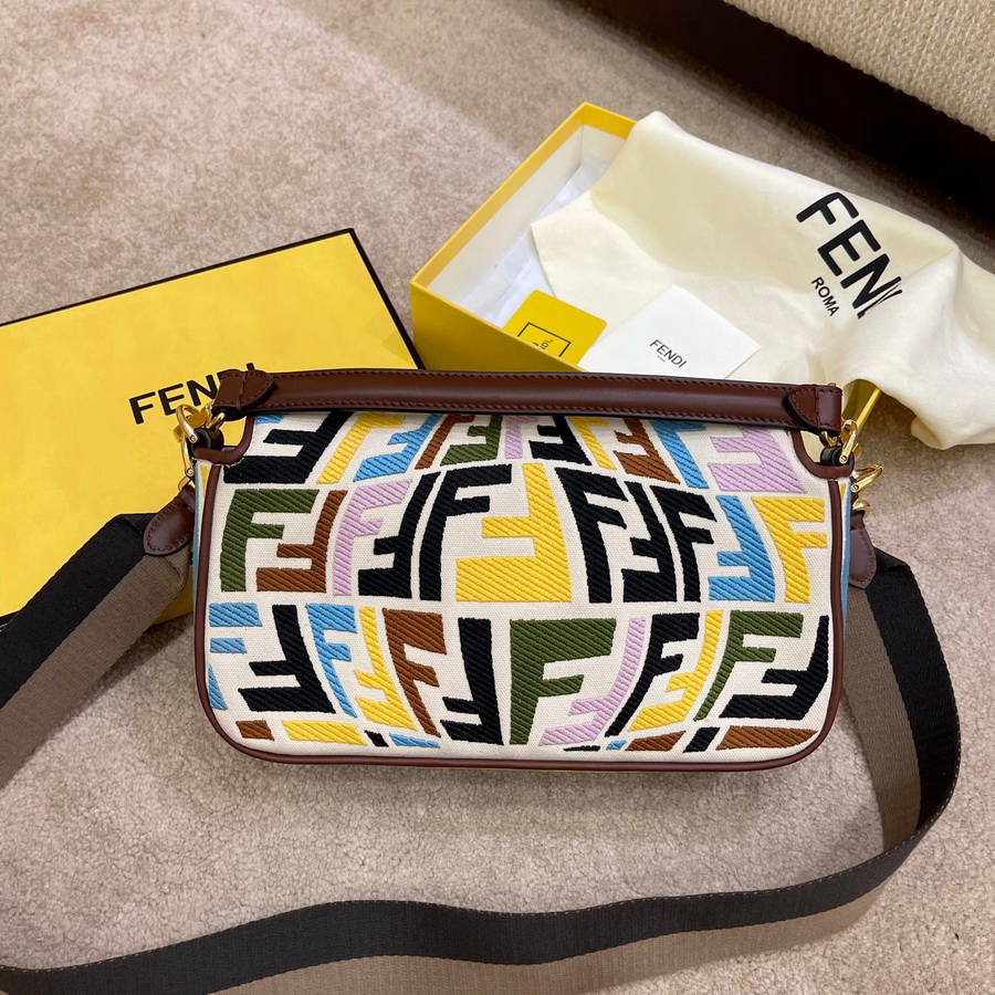 FENDI BAGUETTE, Multicolor embroidered canvas bag