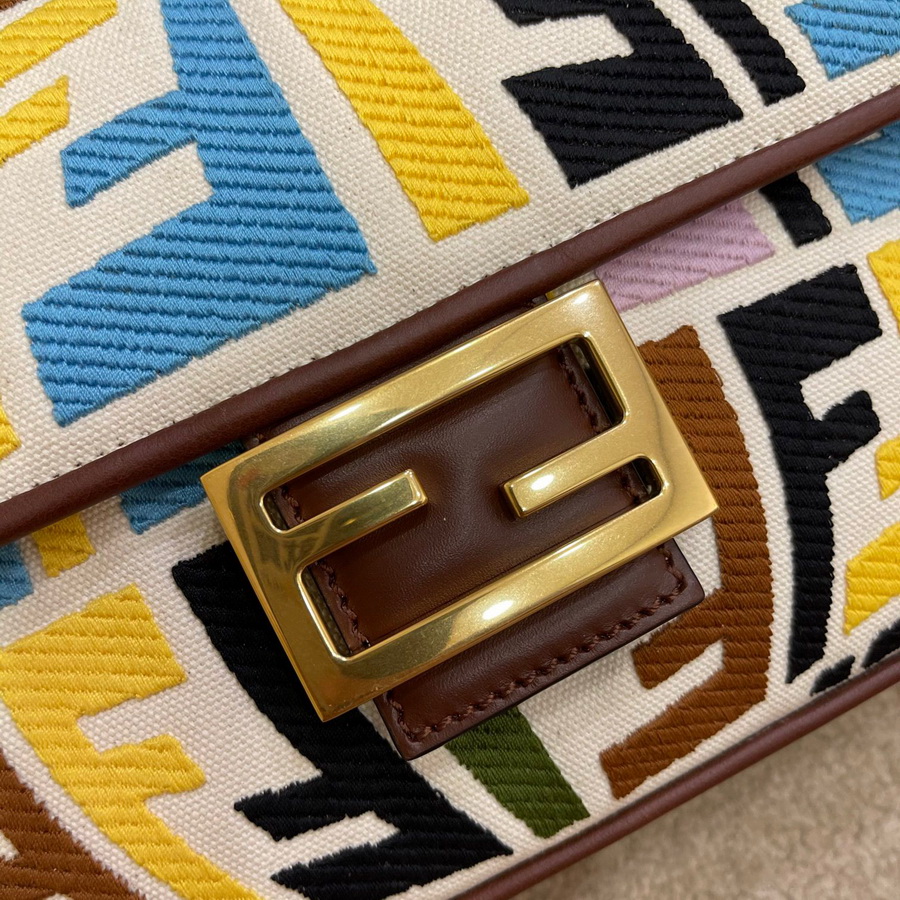 FENDI BAGUETTE, Multicolor embroidered canvas bag