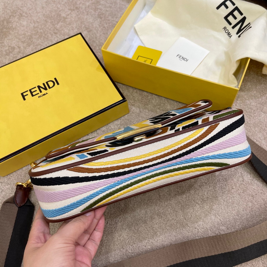 FENDI BAGUETTE, Multicolor embroidered canvas bag