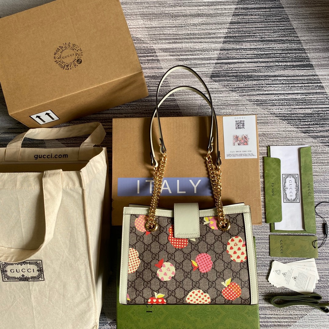 498156, GUCCI LES POMMES Padlock small GG shoulder bag