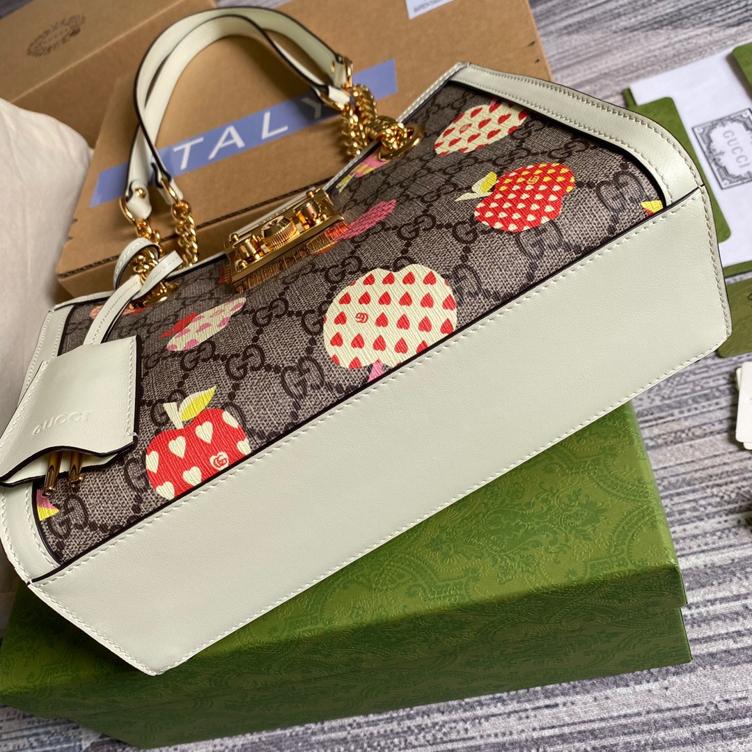 498156, GUCCI LES POMMES Padlock small GG shoulder bag