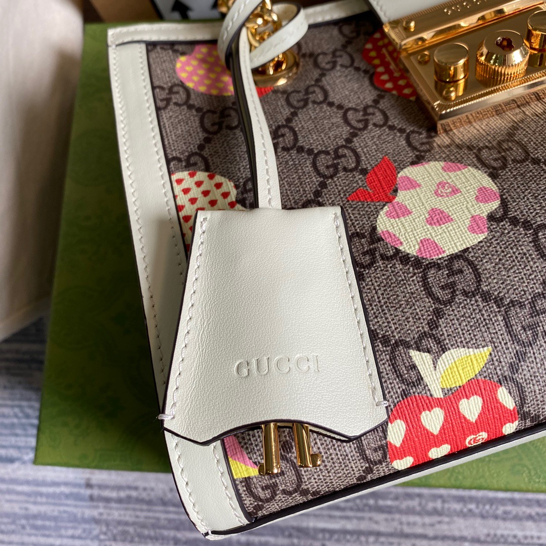 498156, GUCCI LES POMMES Padlock small GG shoulder bag