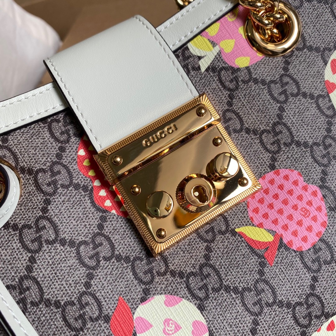 498156, GUCCI LES POMMES Padlock small GG shoulder bag