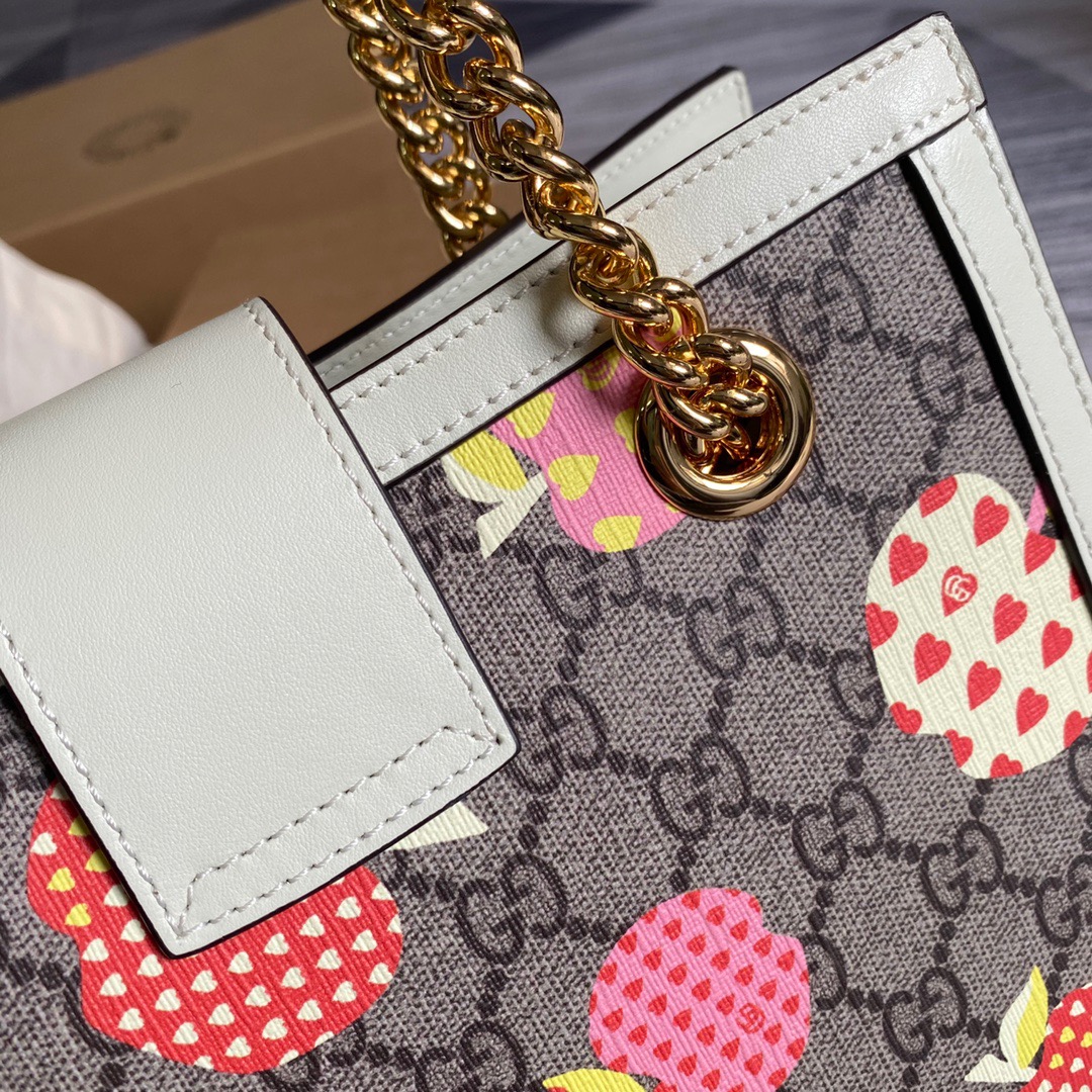 498156, GUCCI LES POMMES Padlock small GG shoulder bag