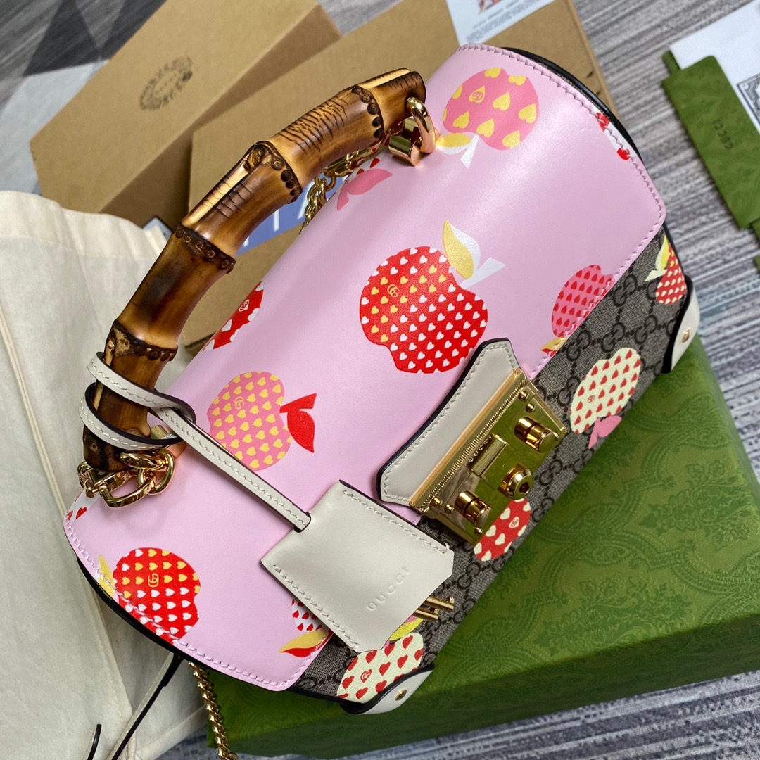 603221 Padlock GG small bamboo shoulder bag, GUCCI Top Handle Bags for Women
