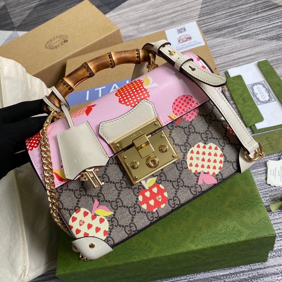 603221 Padlock GG small bamboo shoulder bag, GUCCI Top Handle Bags for Women