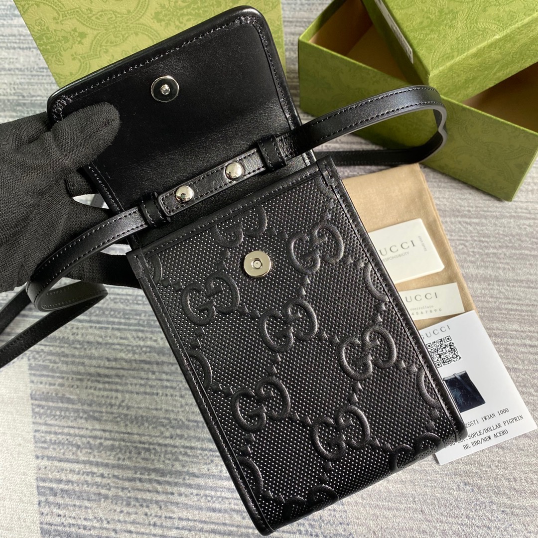 625571 GG embossed mini bag, gucci Strapped Wallets for Men