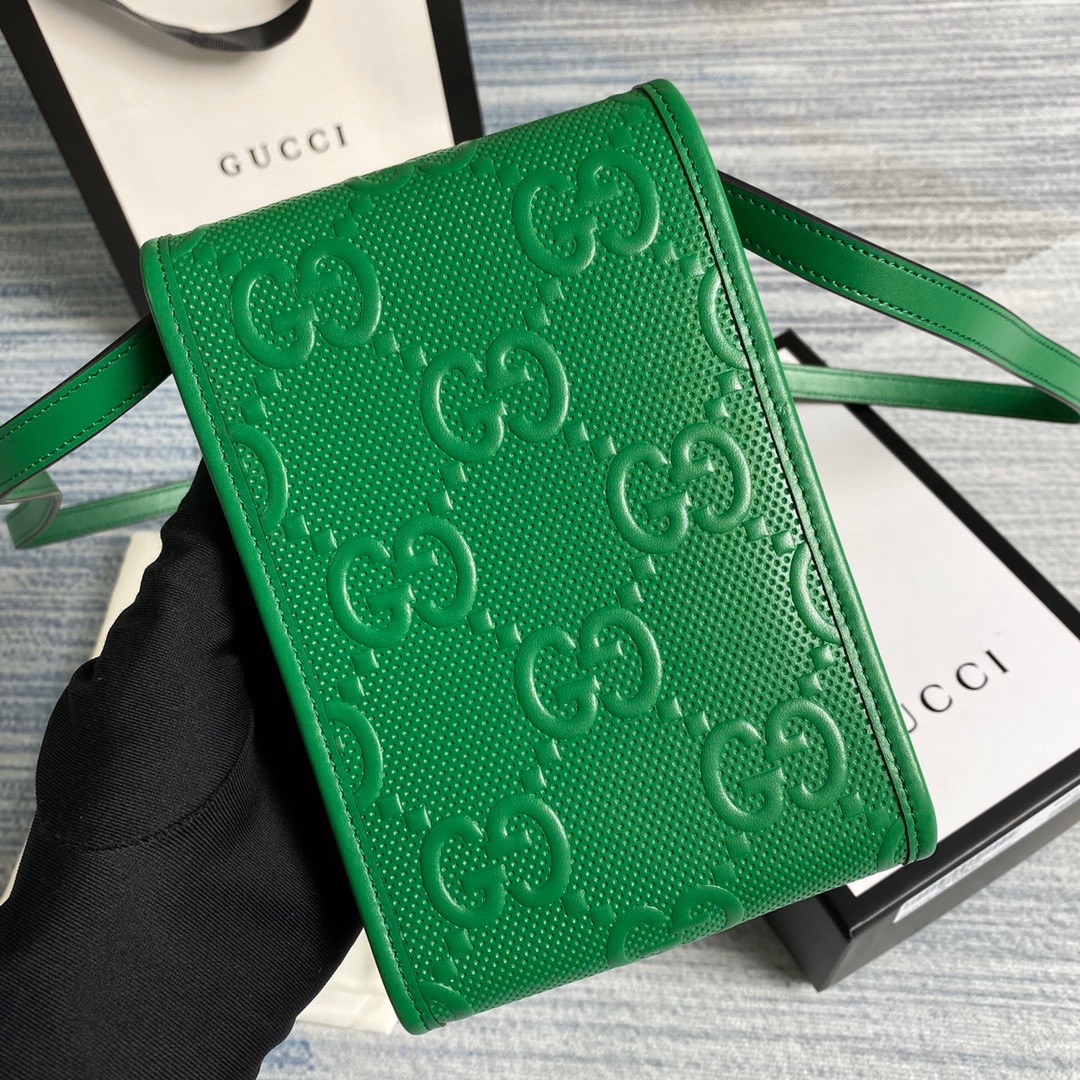 625571 GG embossed mini bag, gucci Strapped Wallets for Men
