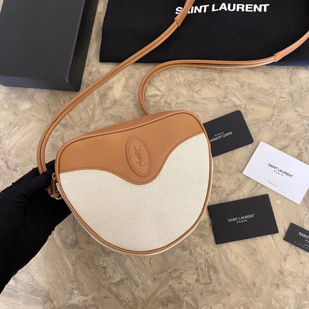 675260 MONOGRAMME CŒUR BAG IN CANVAS AND VINTAGE LEATHER, Yves Saint Laurent YSL