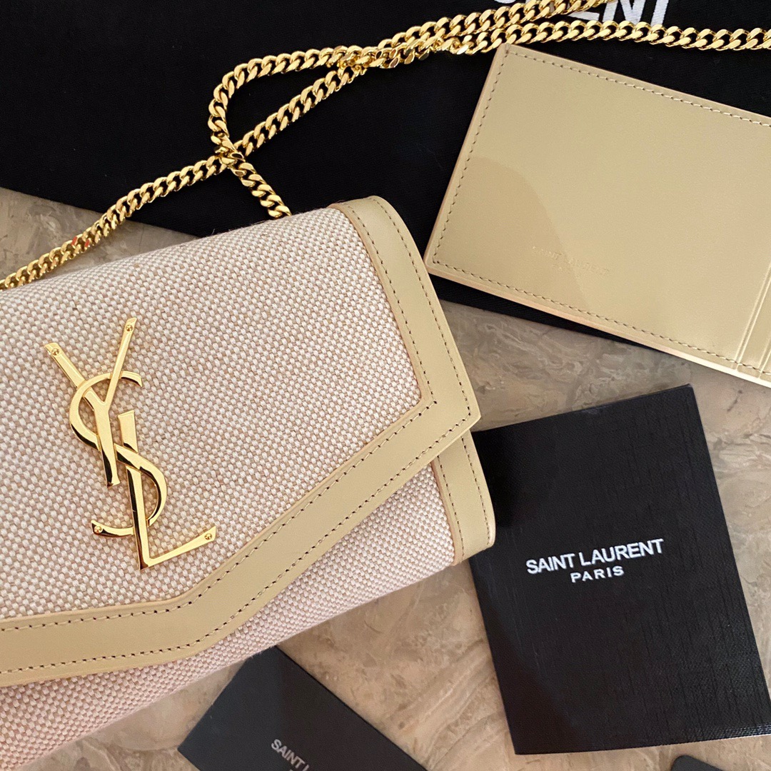 607788 UPTOWN CHAIN WALLET IN MICRO RAFFIA, Yves Saint Laurent YSL
