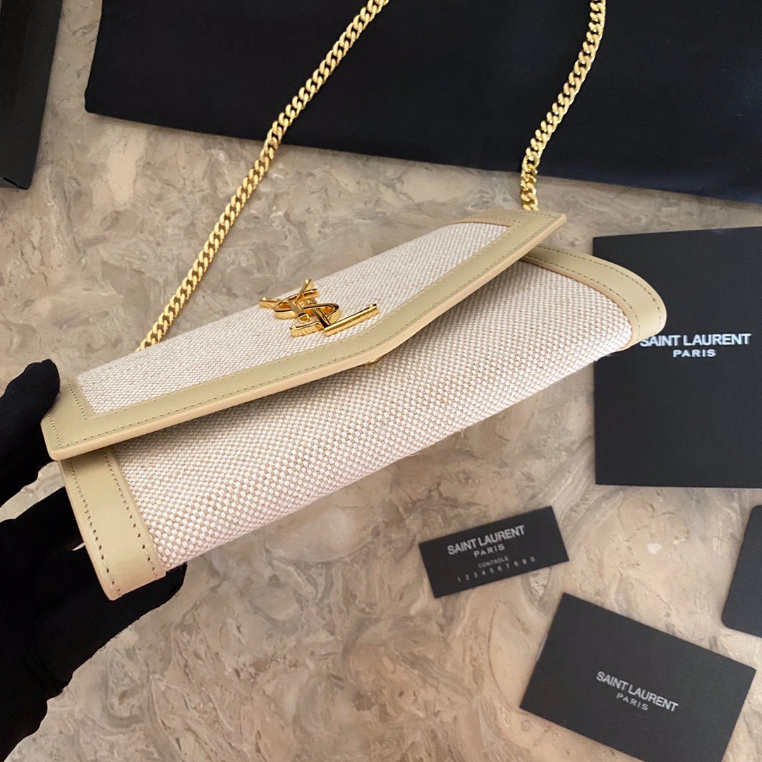 607788 UPTOWN CHAIN WALLET IN MICRO RAFFIA, Yves Saint Laurent YSL
