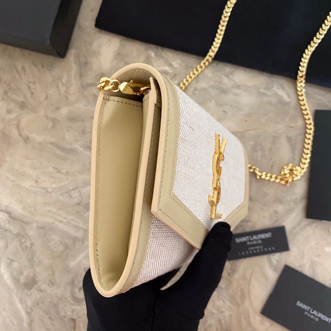 607788 UPTOWN CHAIN WALLET IN MICRO RAFFIA, Yves Saint Laurent YSL