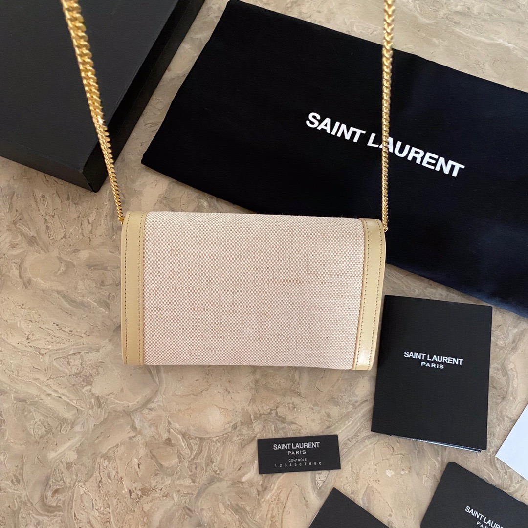 607788 UPTOWN CHAIN WALLET IN MICRO RAFFIA, Yves Saint Laurent YSL