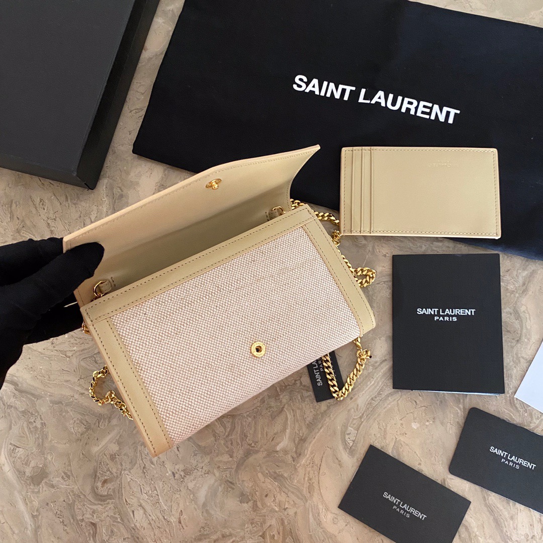 607788 UPTOWN CHAIN WALLET IN MICRO RAFFIA, Yves Saint Laurent YSL