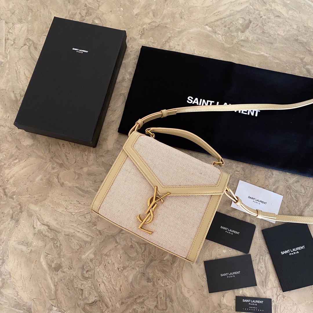 623930 CASSANDRA MINI TOP HANDLE BAG IN MICRO RAFFIA, Yves Saint Laurent YSL