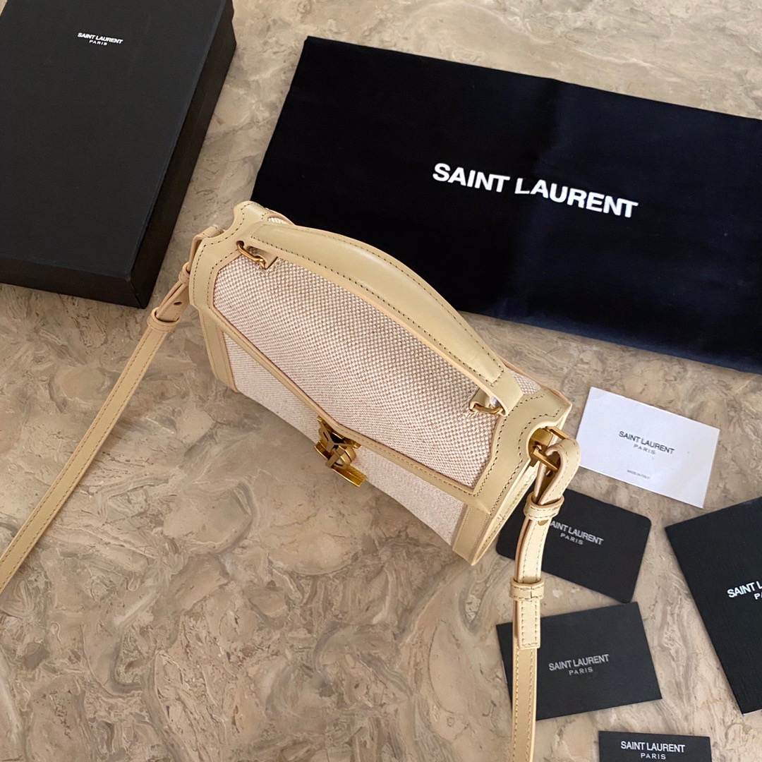 623930 CASSANDRA MINI TOP HANDLE BAG IN MICRO RAFFIA, Yves Saint Laurent YSL