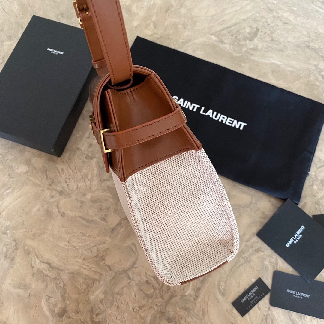 579271 MANHATTAN SHOULDER BAG IN CANVAS AND LEATHER Yves Saint Laurent YSL