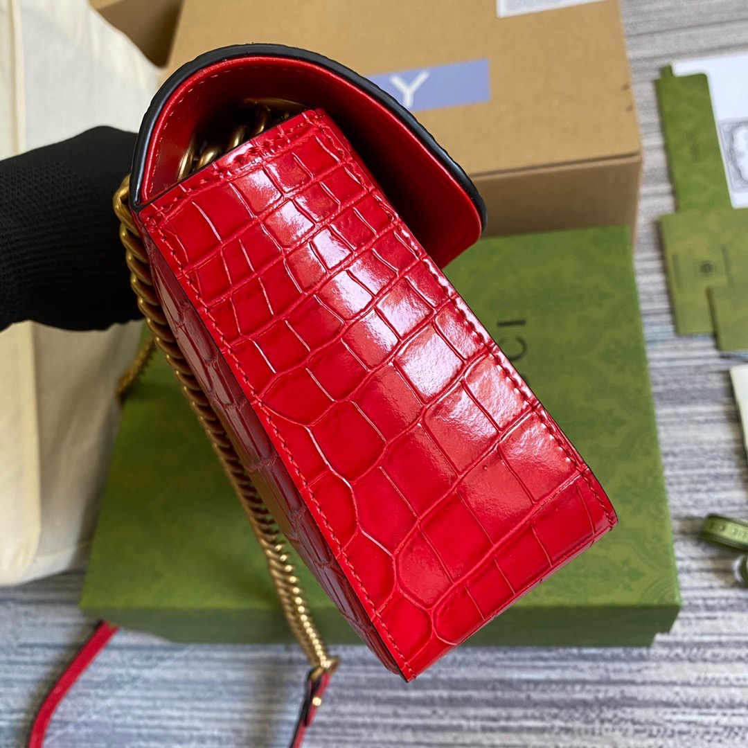 443497 GG Marmont crocodile small shoulder bag, Gucci