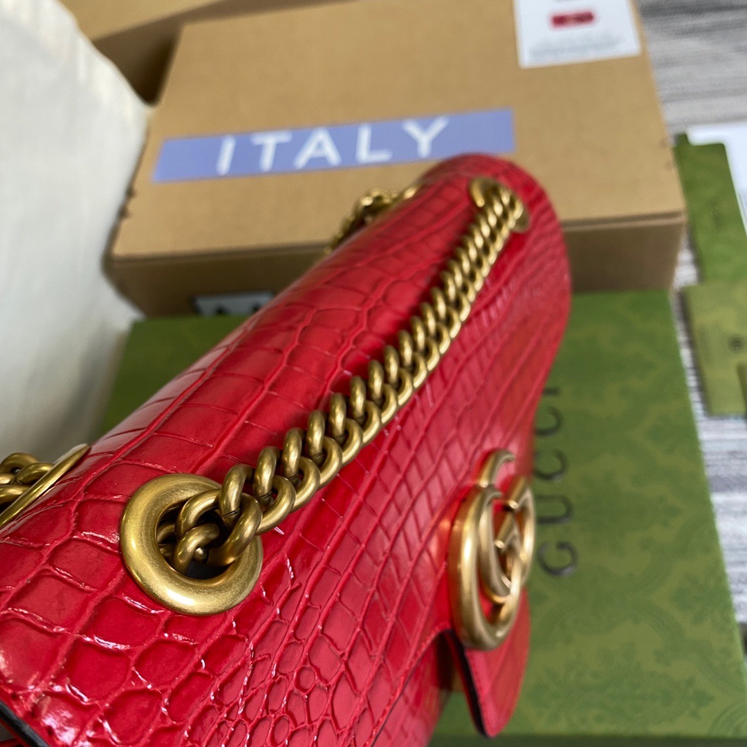 443497 GG Marmont crocodile small shoulder bag, Gucci