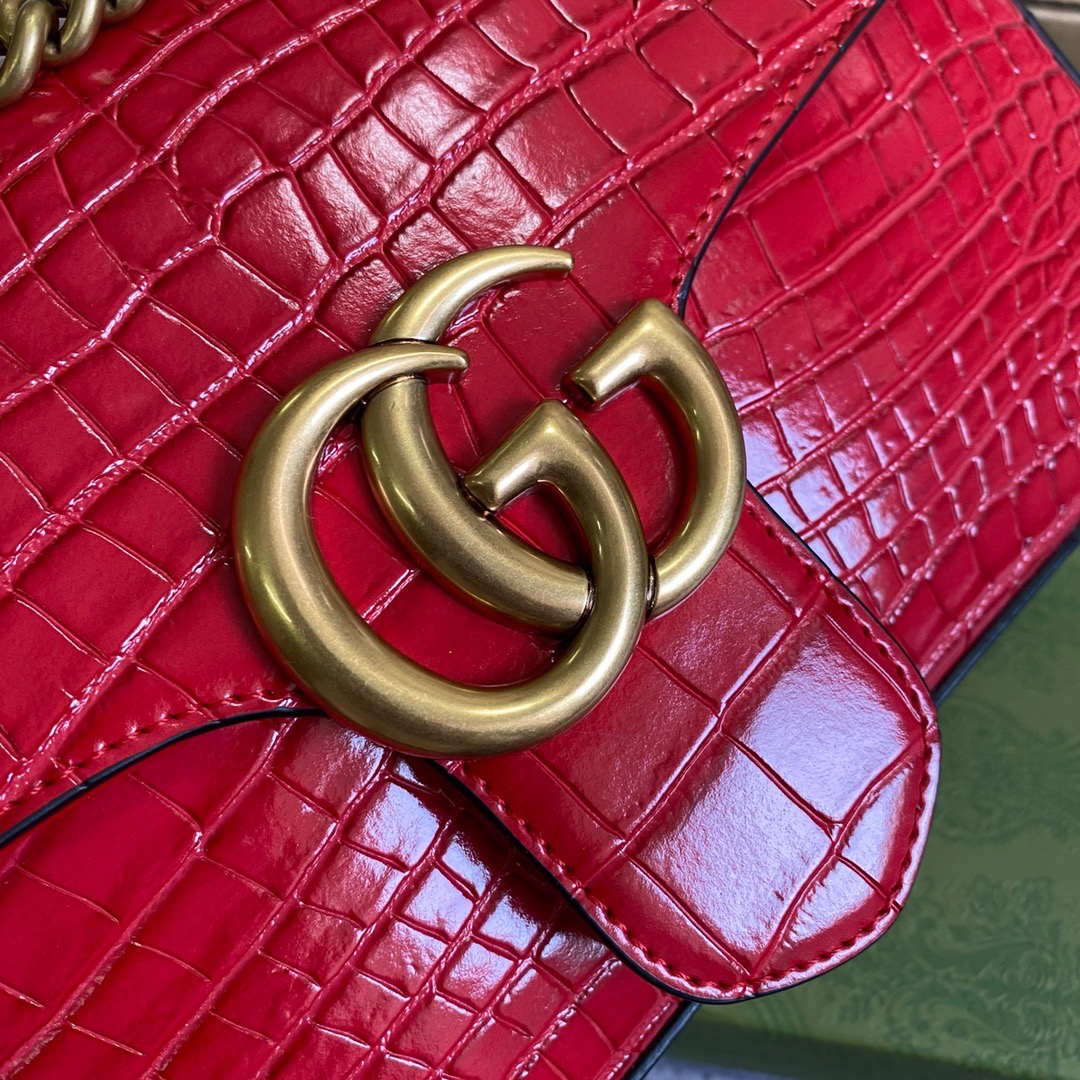 443497 GG Marmont crocodile small shoulder bag, Gucci