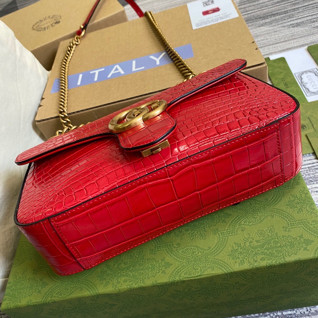 443497 GG Marmont crocodile small shoulder bag, Gucci