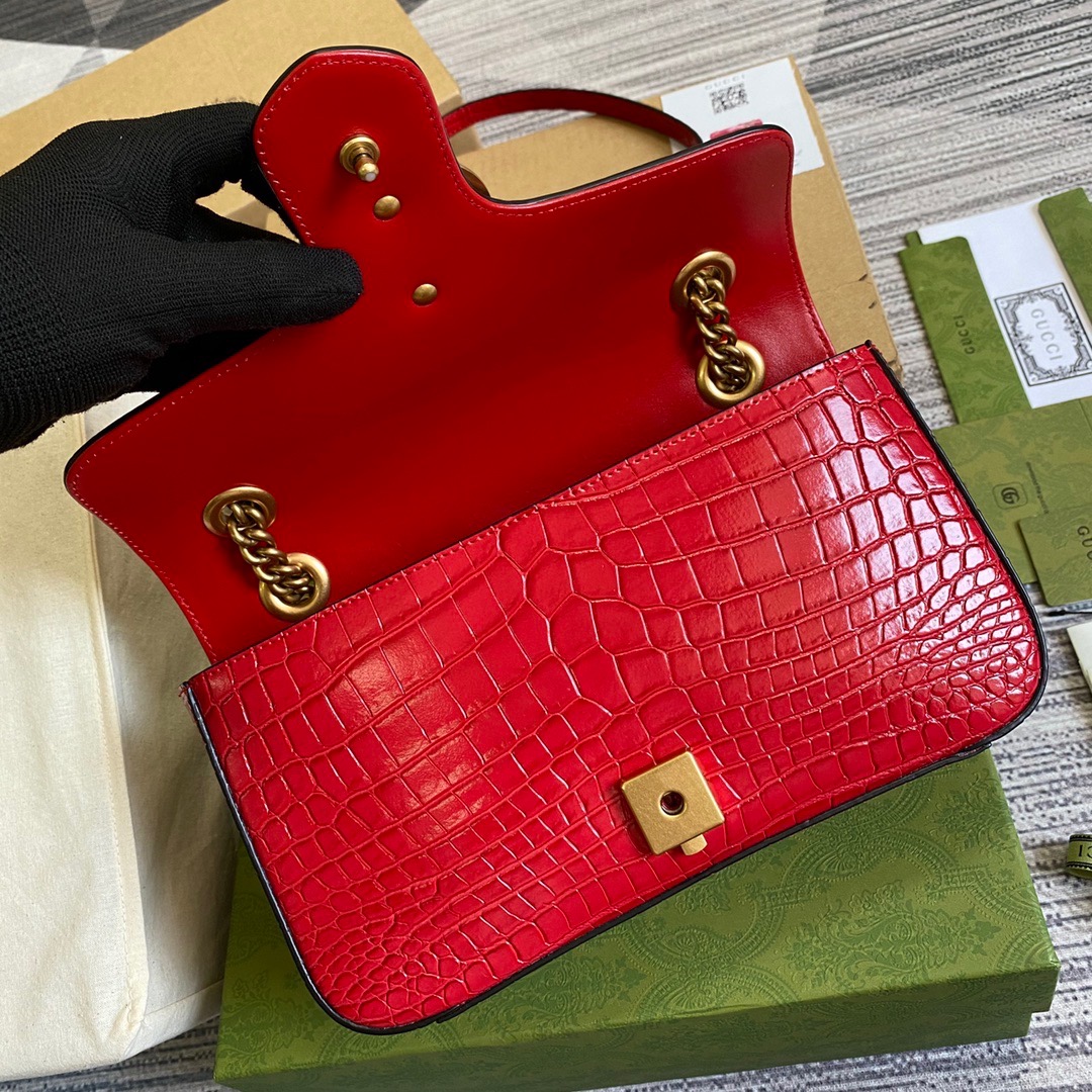 443497 GG Marmont crocodile small shoulder bag, Gucci