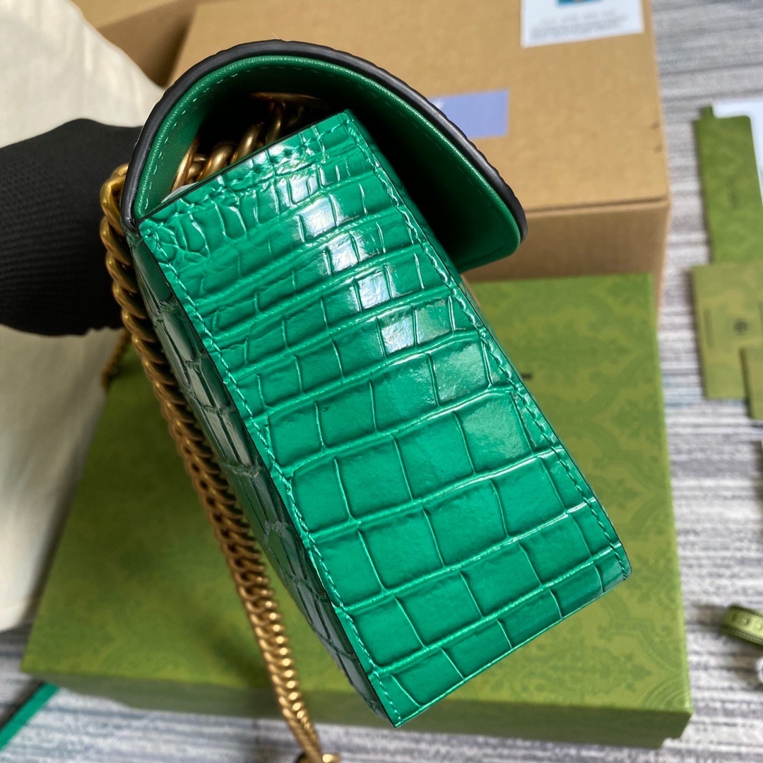 443497 GG Marmont crocodile small shoulder bag, Gucci