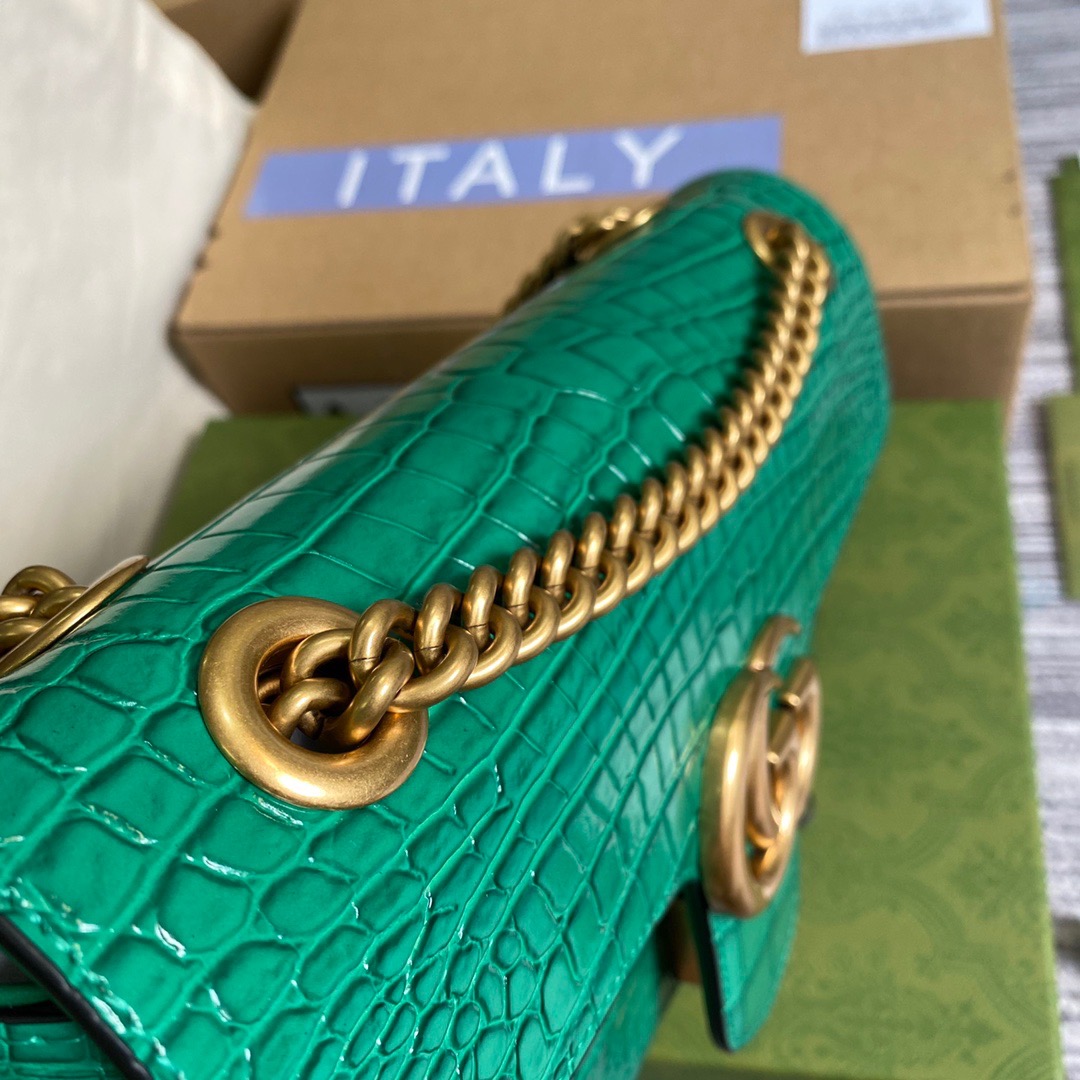 443497 GG Marmont crocodile small shoulder bag, Gucci