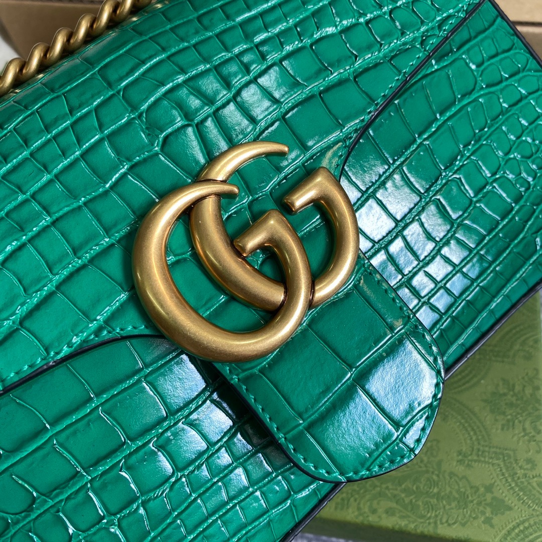 443497 GG Marmont crocodile small shoulder bag, Gucci