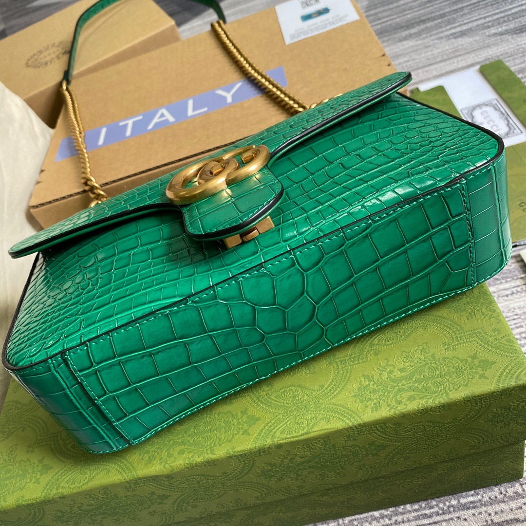 443497 GG Marmont crocodile small shoulder bag, Gucci