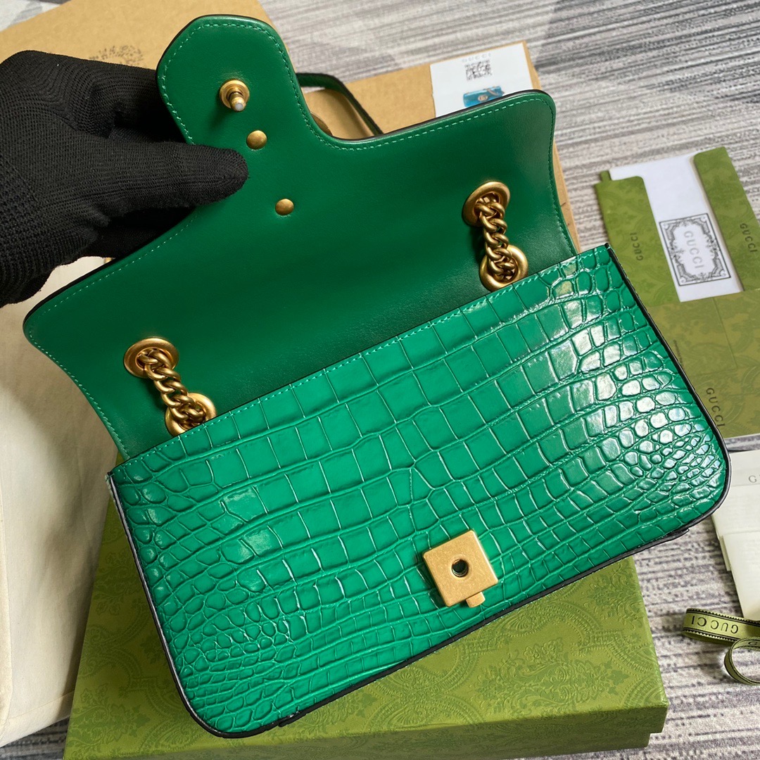 443497 GG Marmont crocodile small shoulder bag, Gucci