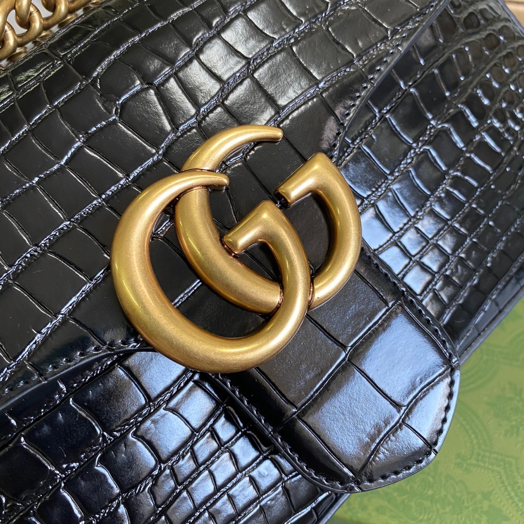 443497 GG Marmont crocodile small shoulder bag, Gucci