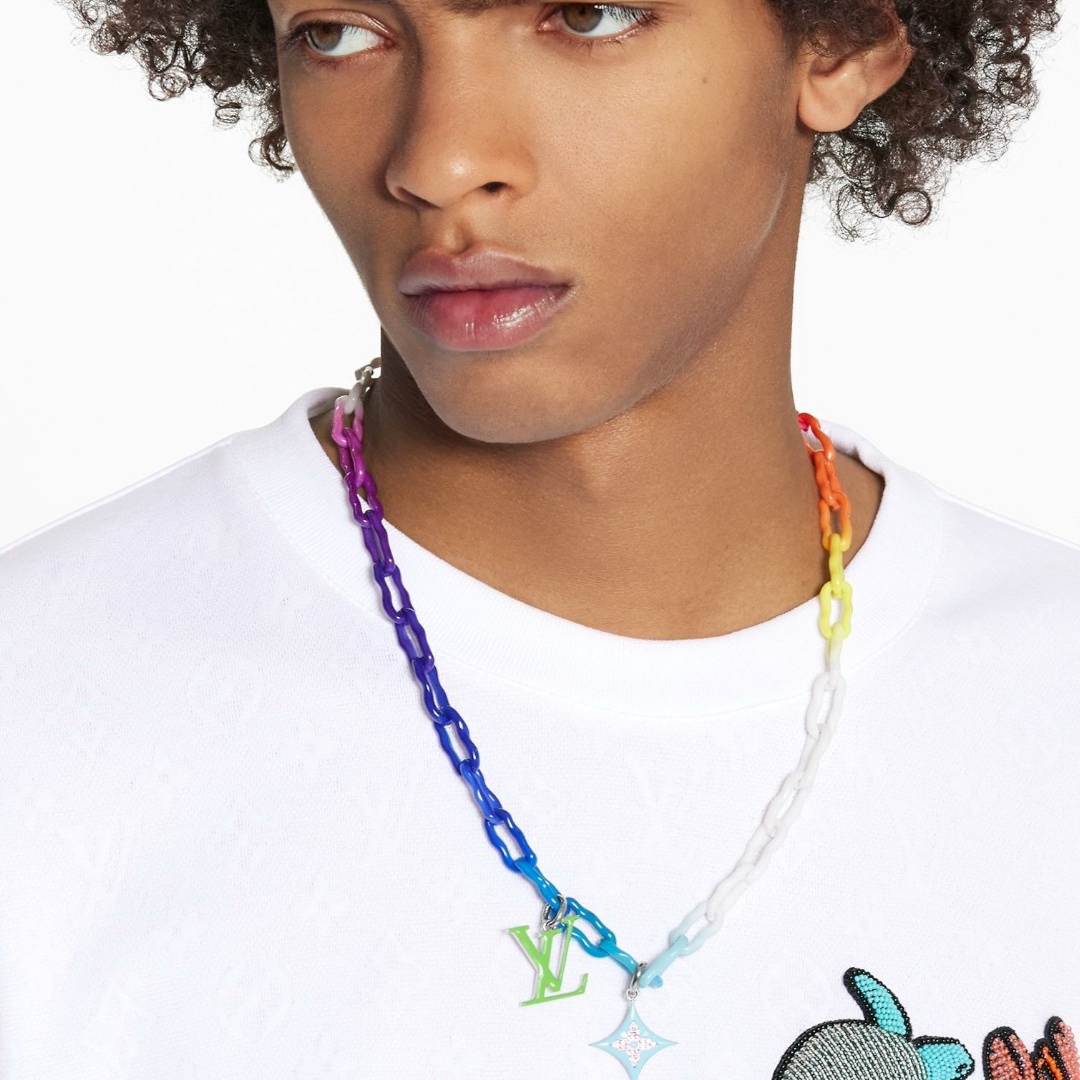 M00275  RAINBOW CHARMS NECKLACE, 58 cm/22.8 inches