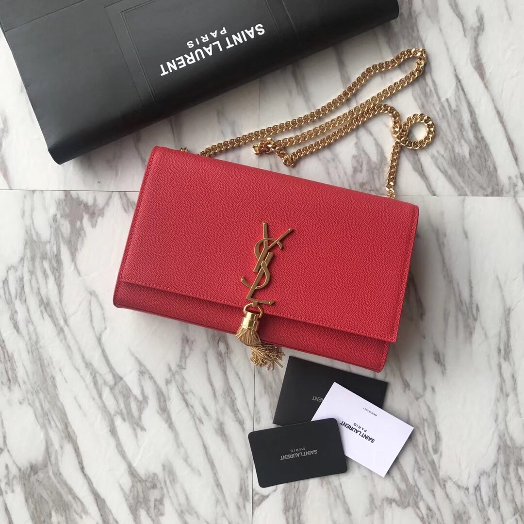 354119 KATE MEDIUM WITH TASSEL IN GRAIN DE POUDRE EMBOSSED LEATHER, Yves Saint Laurent YSL