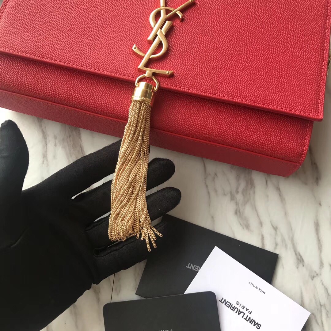 354119 KATE MEDIUM WITH TASSEL IN GRAIN DE POUDRE EMBOSSED LEATHER, Yves Saint Laurent YSL