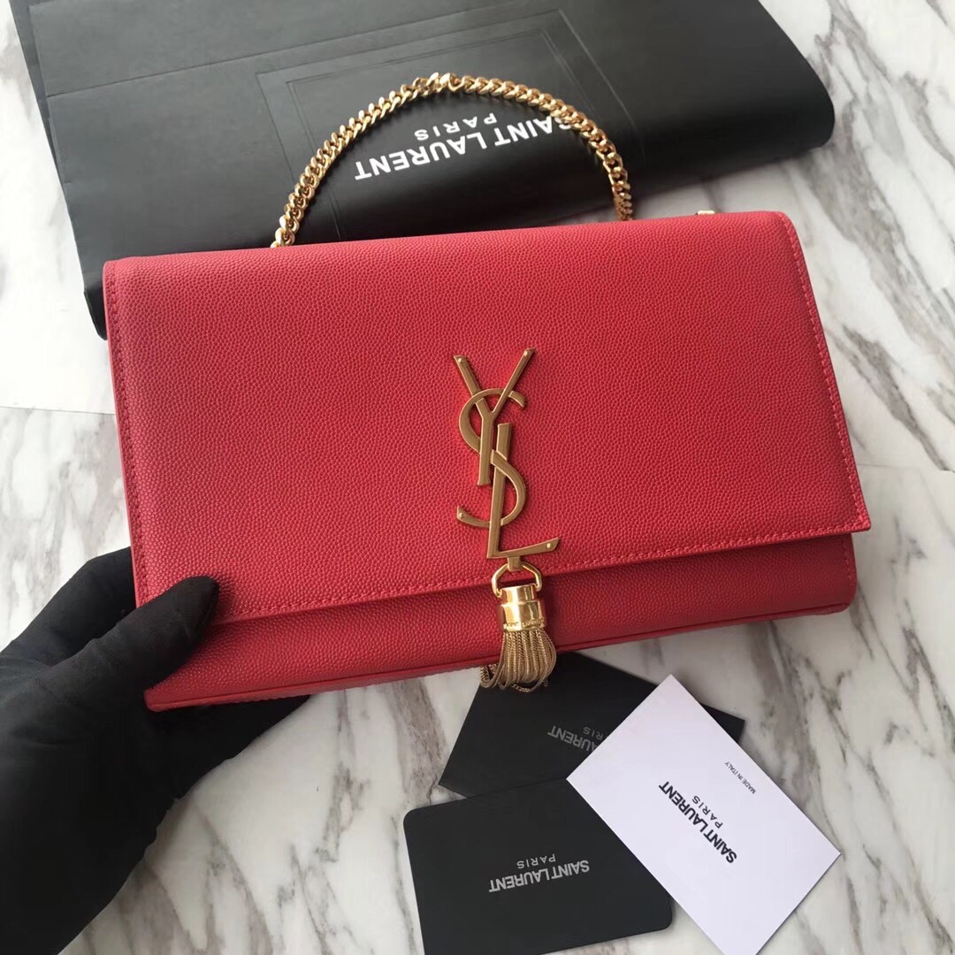 354119 KATE MEDIUM WITH TASSEL IN GRAIN DE POUDRE EMBOSSED LEATHER, Yves Saint Laurent YSL