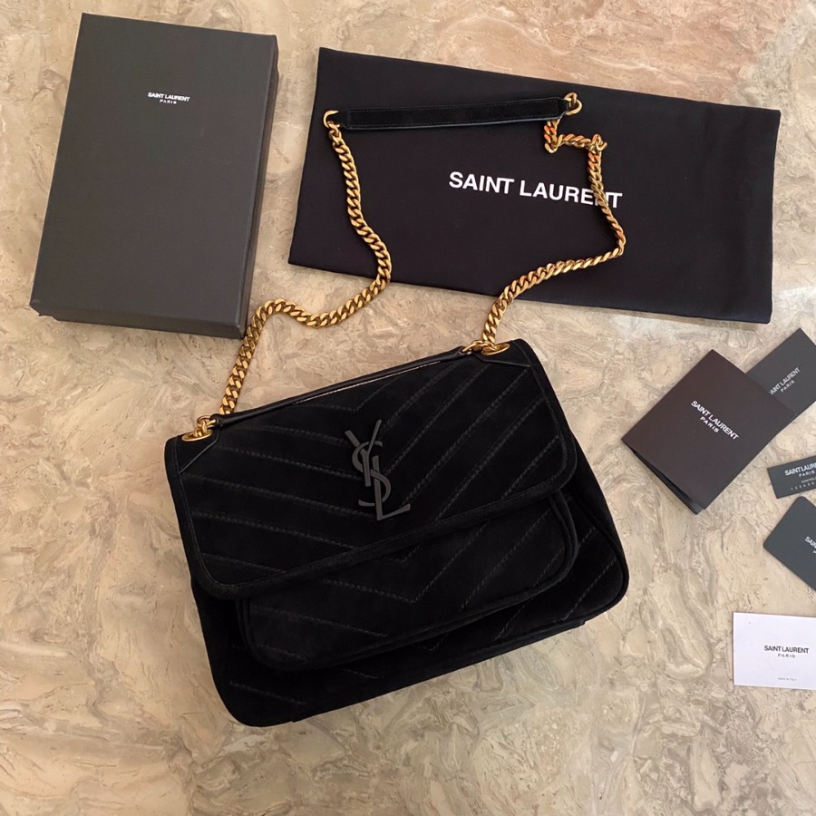 633158 NIKI MEDIUM IN QUILTED SUEDE AND SMOOTH LEATHER, YSL Saint Laurent