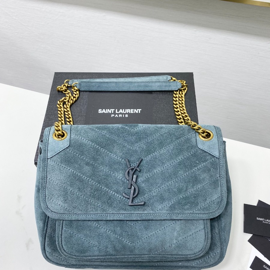 633158 NIKI MEDIUM IN QUILTED SUEDE AND SMOOTH LEATHER, YSL Saint Laurent