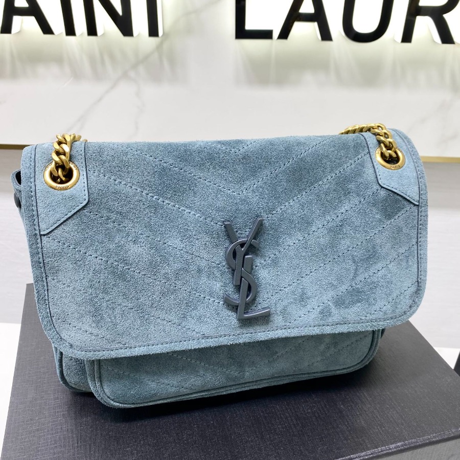 633158 NIKI MEDIUM IN QUILTED SUEDE AND SMOOTH LEATHER, YSL Saint Laurent