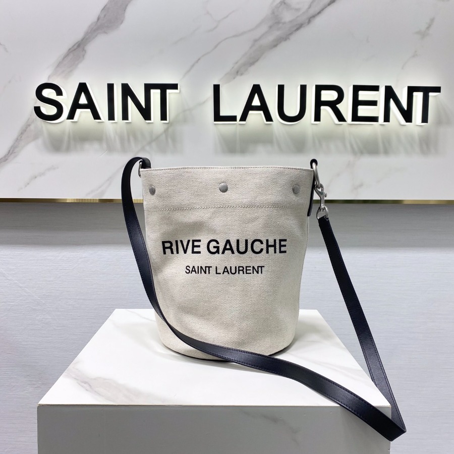 RIVE GAUCHE BUCKET BAG IN LINEN, YSL Saint Laurent