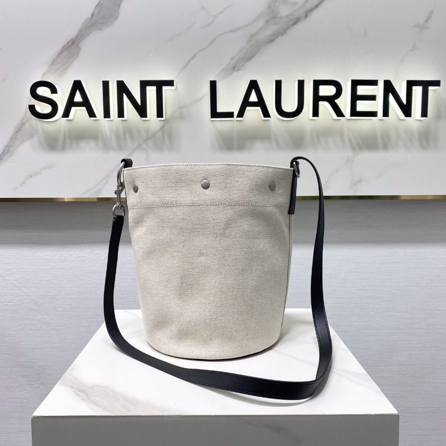 RIVE GAUCHE BUCKET BAG IN LINEN, YSL Saint Laurent