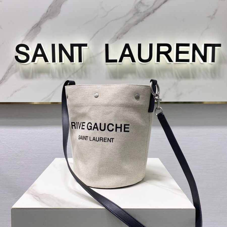 RIVE GAUCHE BUCKET BAG IN LINEN, YSL Saint Laurent