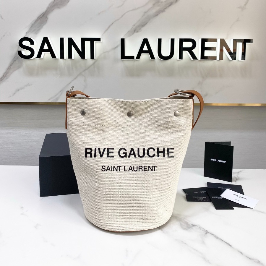 RIVE GAUCHE BUCKET BAG IN LINEN, YSL Saint Laurent