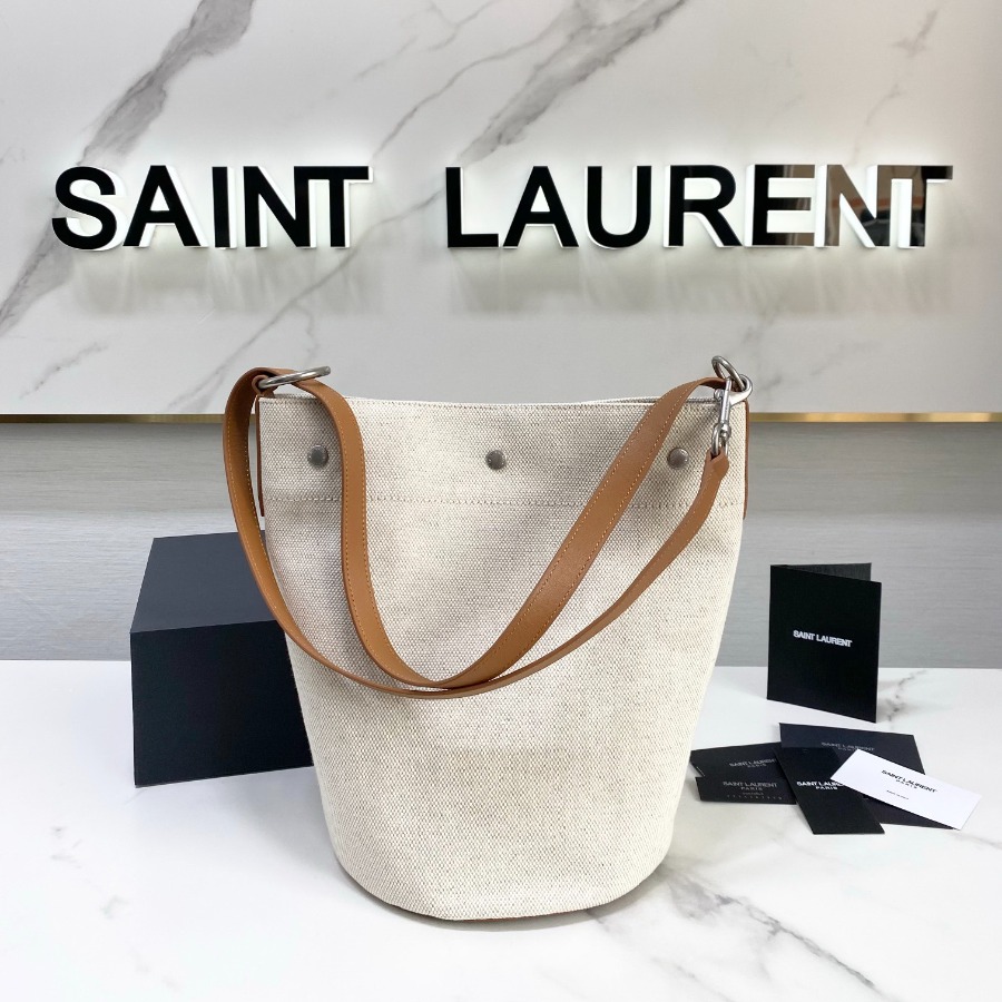 RIVE GAUCHE BUCKET BAG IN LINEN, YSL Saint Laurent