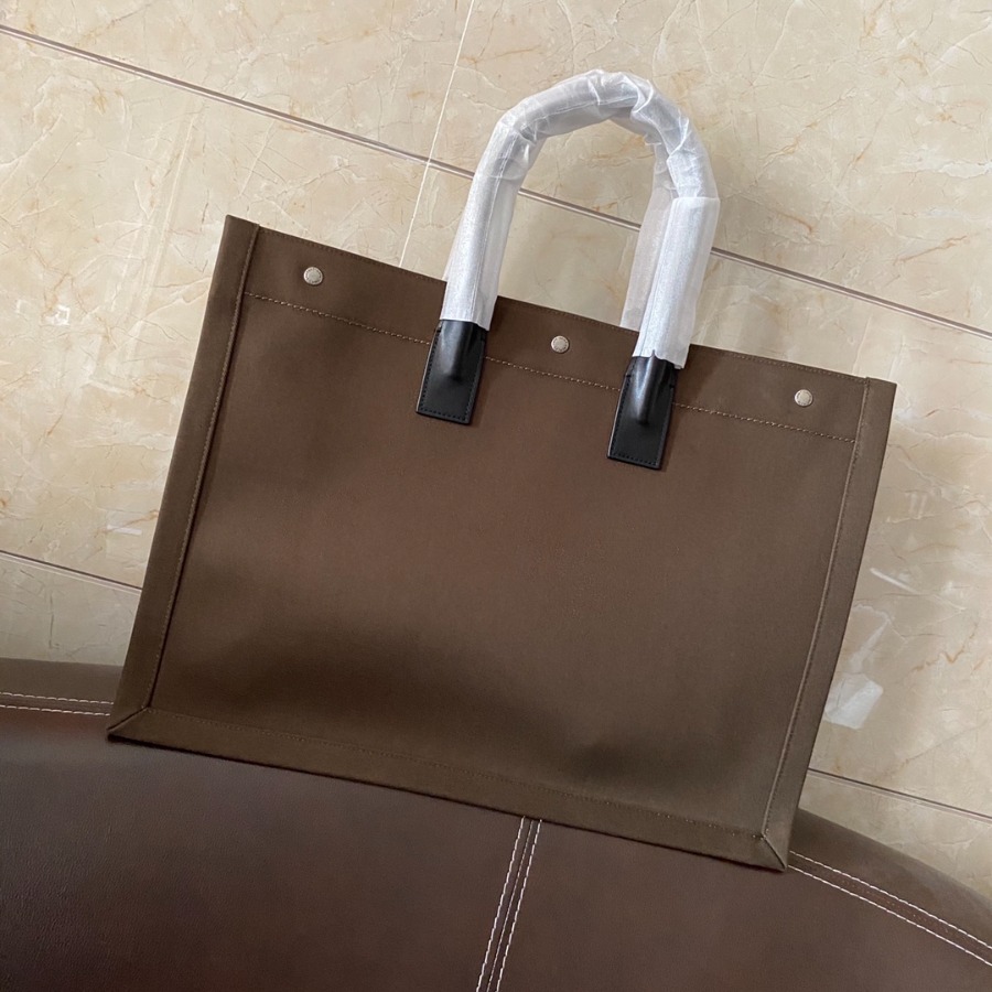 499290 RIVE GAUCHE TOTE BAG IN LINEN AND LEATHER, YSL Saint Laurent