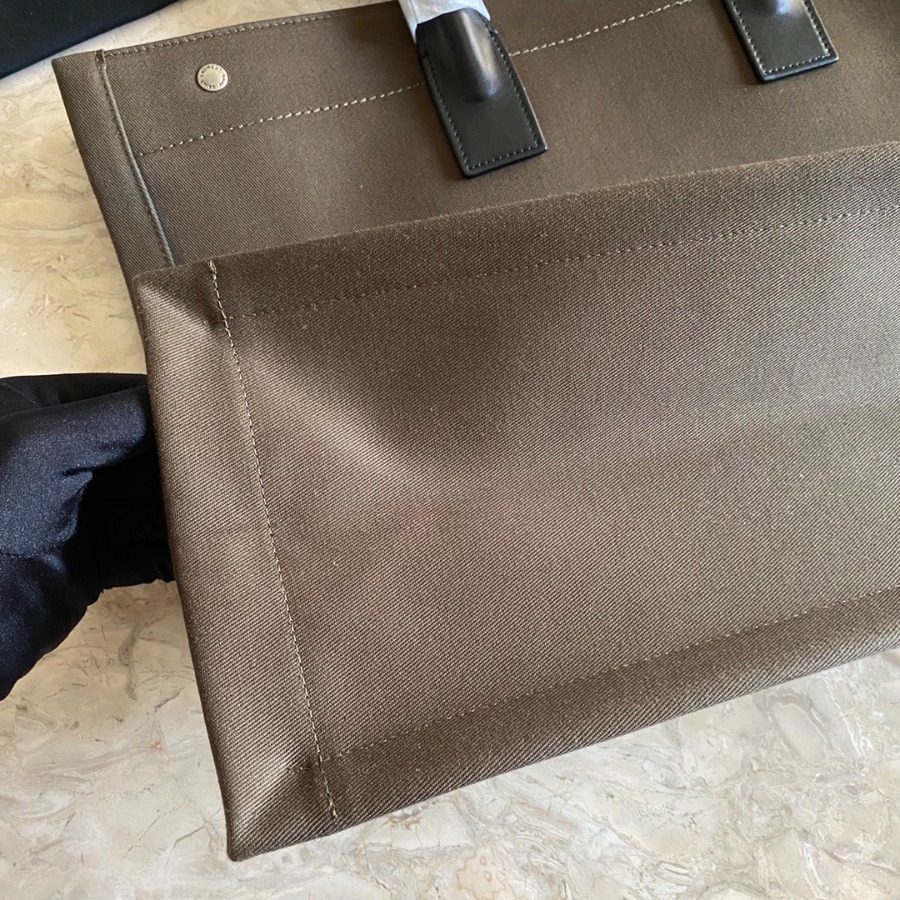 499290 RIVE GAUCHE TOTE BAG IN LINEN AND LEATHER, YSL Saint Laurent