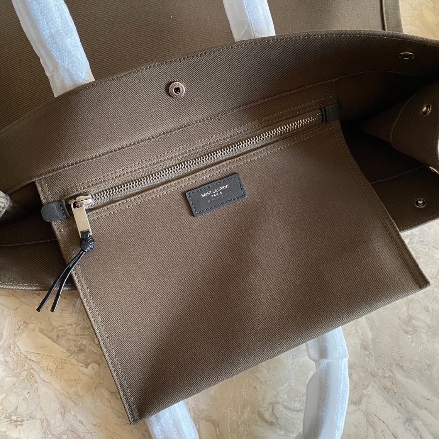 499290 RIVE GAUCHE TOTE BAG IN LINEN AND LEATHER, YSL Saint Laurent