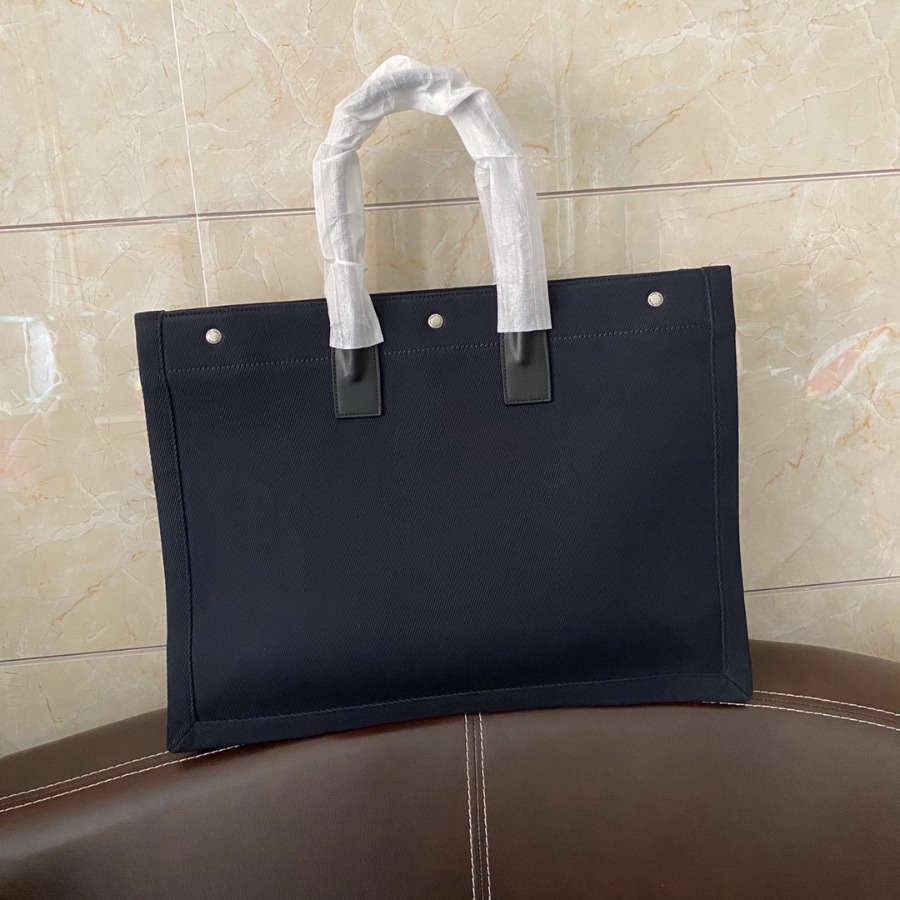 499290 RIVE GAUCHE TOTE BAG IN LINEN AND LEATHER, YSL Saint Laurent